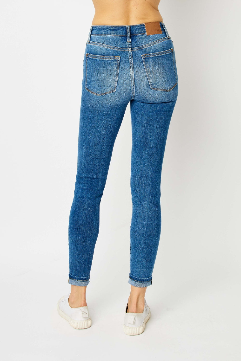 KRE Prime Women Judy Blue Full Size Cuffed Hem Low Waist Skinny Jeans - KRE Prime