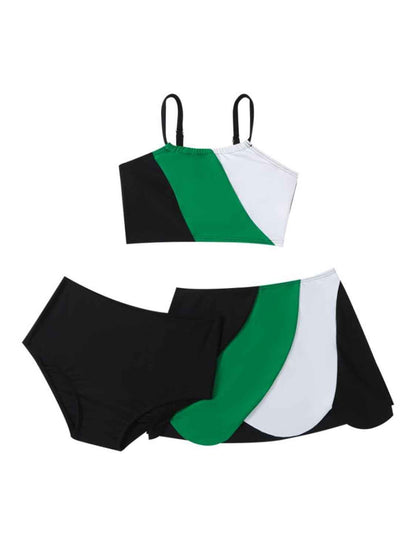 KRE Prime Girls Color Block Top, Brief and Skirt Swim Set - KRE Prime