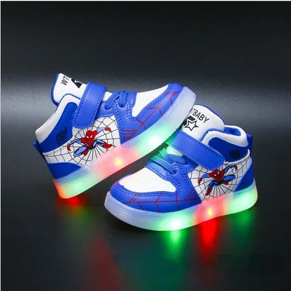 KRE Prime Boys Disney Children's Led Light Shoes Fashion Spiderman