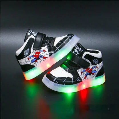 KRE Prime Boys Disney Children's Led Light Shoes Fashion Spiderman