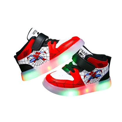 KRE Prime Boys Disney Children's Led Light Shoes Fashion Spiderman