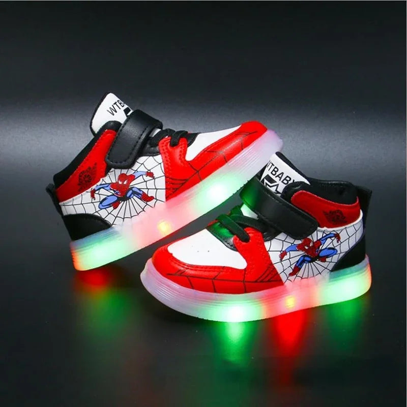 KRE Prime Boys Disney Children's Led Light Shoes Fashion Spiderman