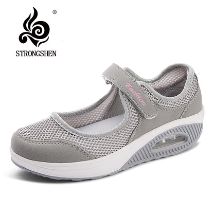 KRE Prime STRONGSHEN Women Flat Fashion Breathable Mesh Casual Ladies Boat Shoes - KRE Prime