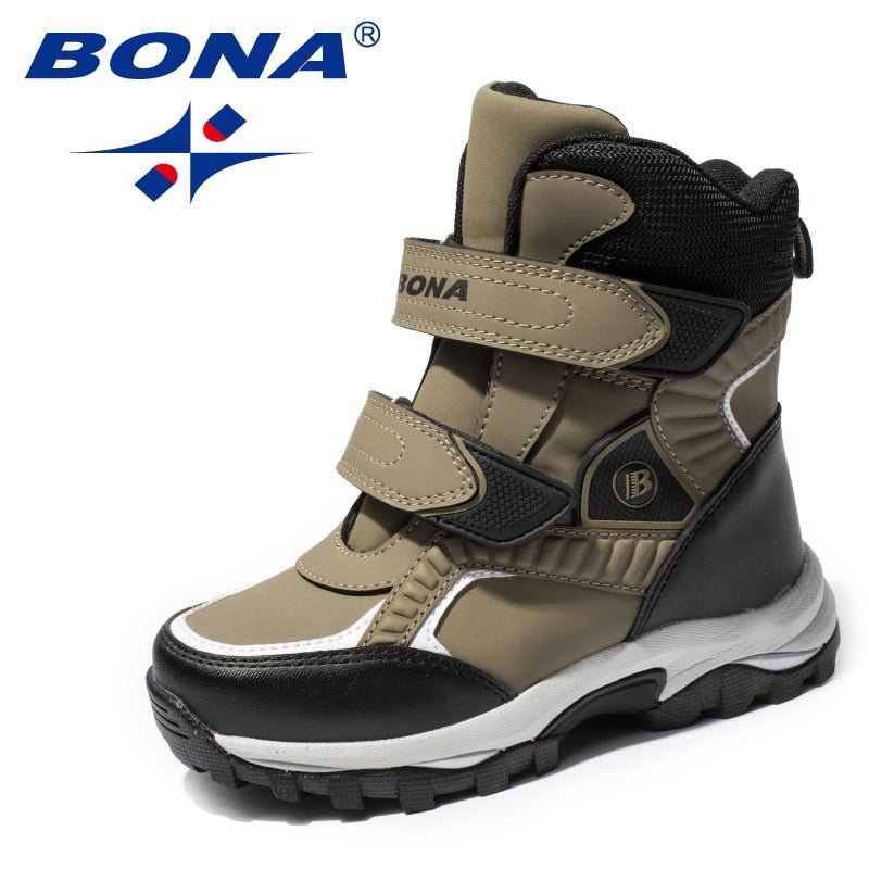 BONA New Classics Style Children Boots Hook & Loop Boys Snow Boots Leather Boys Ankle Boots Outdoor Fashion Sneakers - KRE Prime 