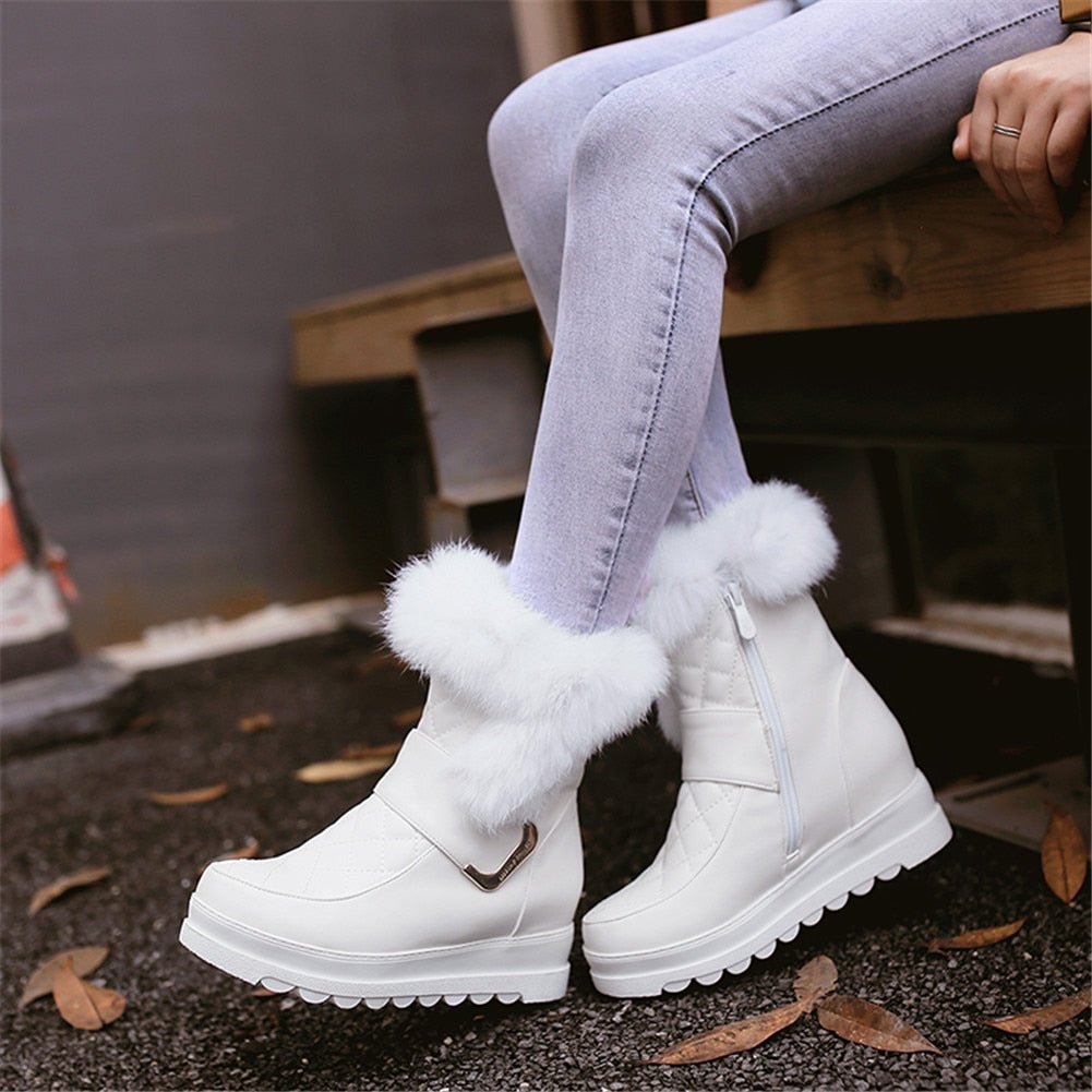 DORATASIA New Winter 34-43 Casual Flat Platform Snow Boots Women Warm Fur Platform Booties Ladies Height Increasing Shoes Woman - KRE Prime Deals