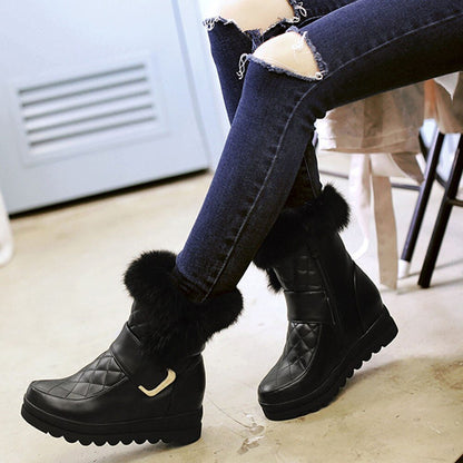 DORATASIA New Winter 34-43 Casual Flat Platform Snow Boots Women Warm Fur Platform Booties Ladies Height Increasing Shoes Woman - KRE Prime Deals