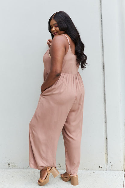 HEYSON All Day Full Size Wide Leg Button Down Jumpsuit in Mocha - KRE Prime Deals