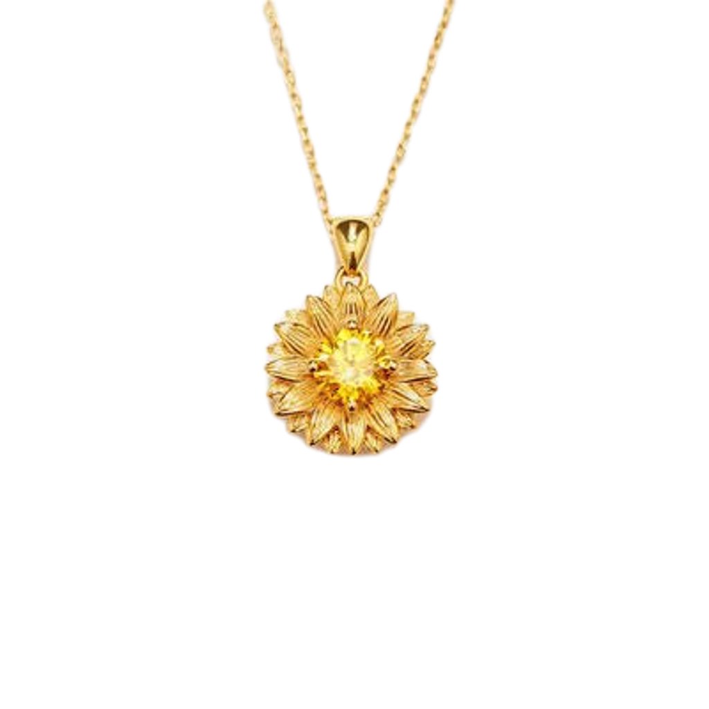 KRE Prime Lady Sunflower Shape 18K Gold-Plated Pendant Necklace - KRE Prime