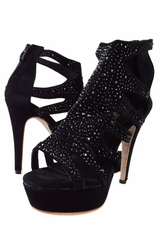 KRE Prime Lovemystyle Embellished Platform Heels In Black - KRE Prime