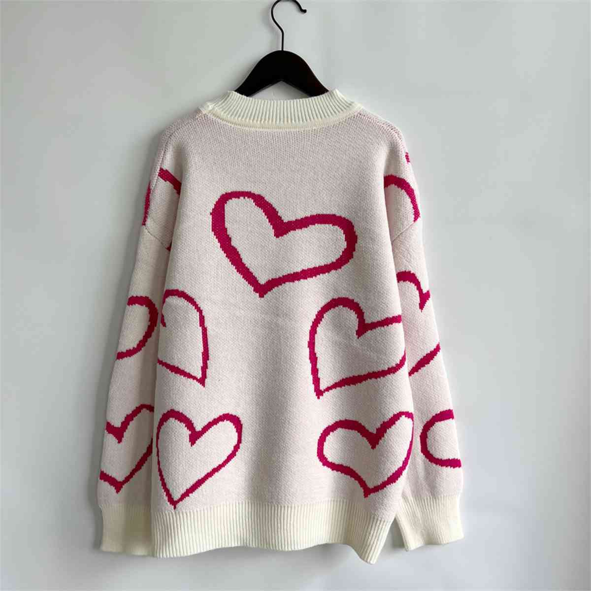 KRE Prime Women Heart Pattern Long Sleeve Sweater - KRE Prime