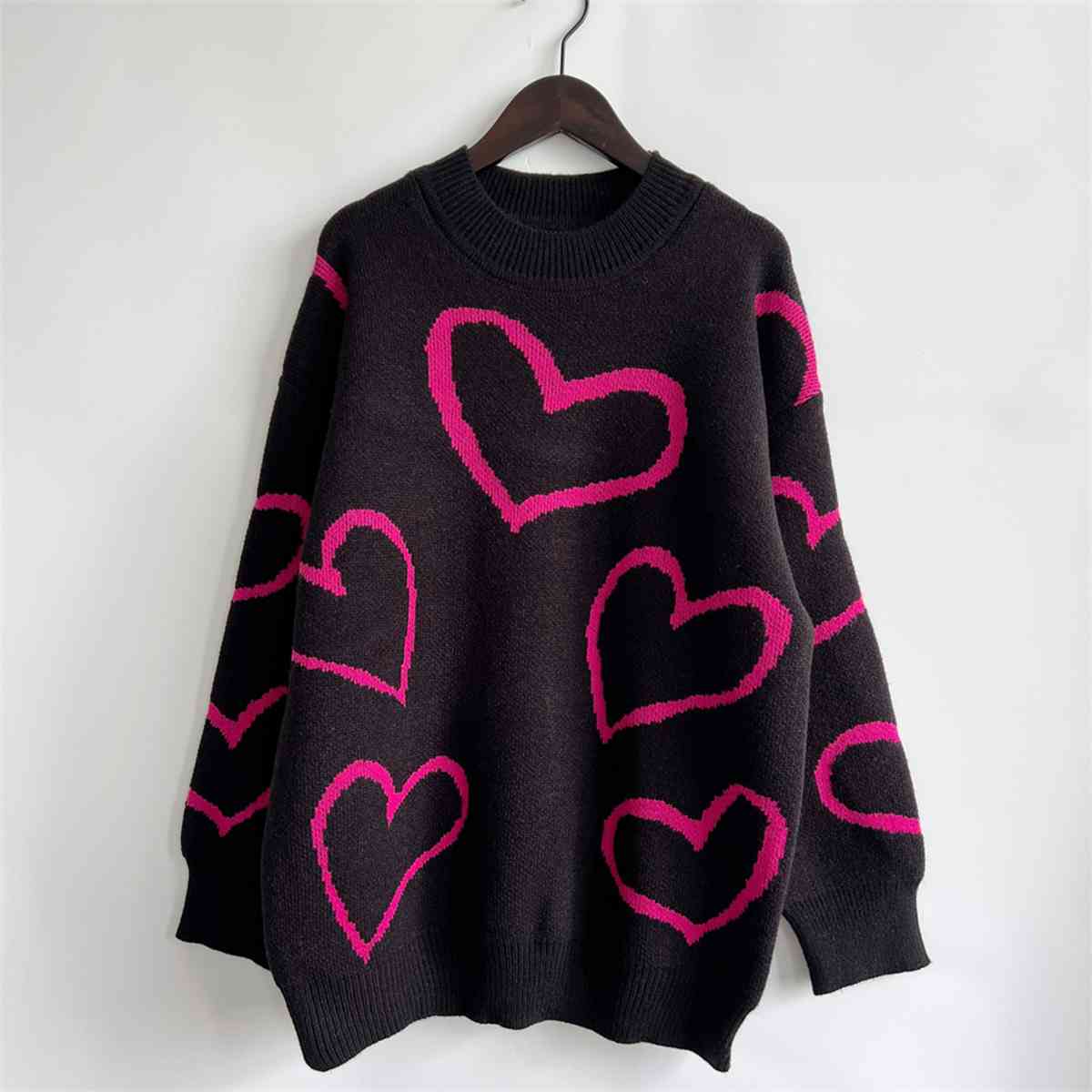 KRE Prime Women Heart Pattern Long Sleeve Sweater - KRE Prime