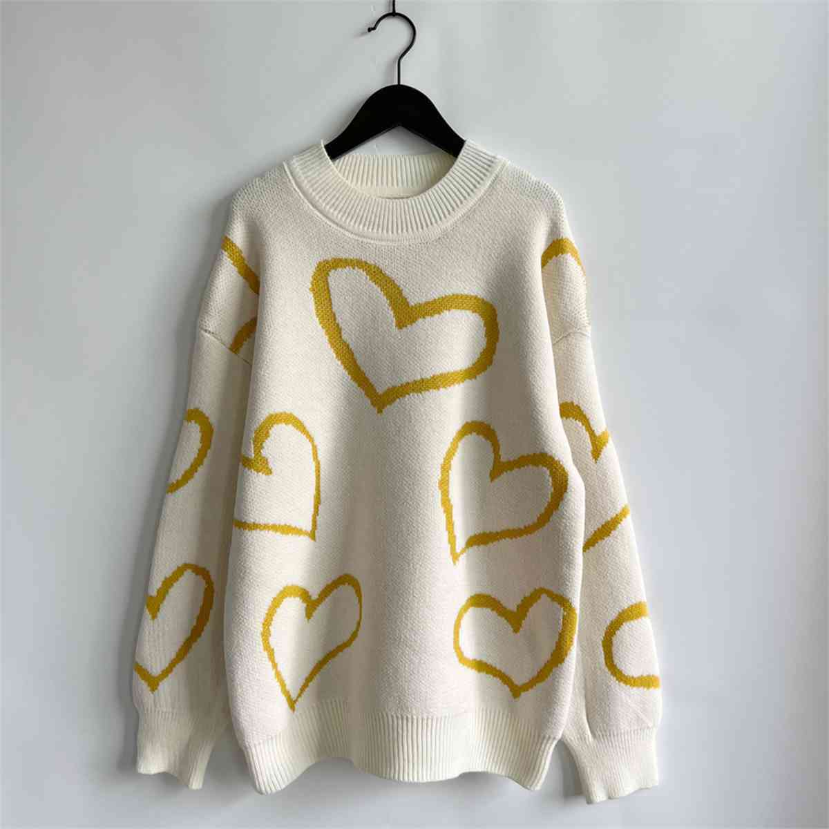 KRE Prime Women Heart Pattern Long Sleeve Sweater - KRE Prime