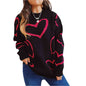 KRE Prime Women Heart Pattern Long Sleeve Sweater - KRE Prime