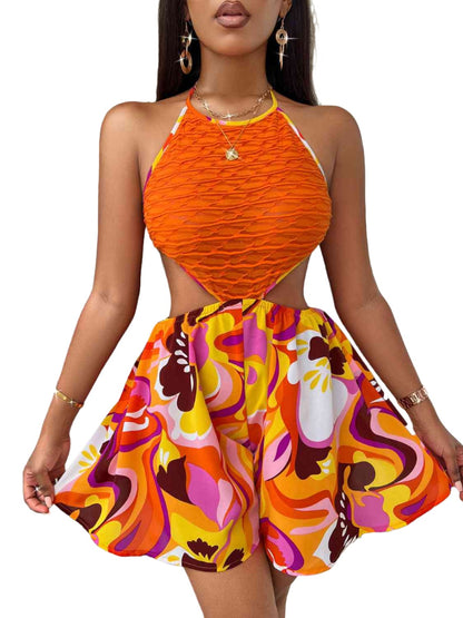 KRE Prime Women Sleeveless Cutout Printed Mini Dress - KRE Prime