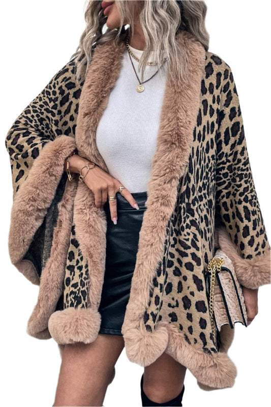 Leopard Open Front Poncho - KRE Prime Deals