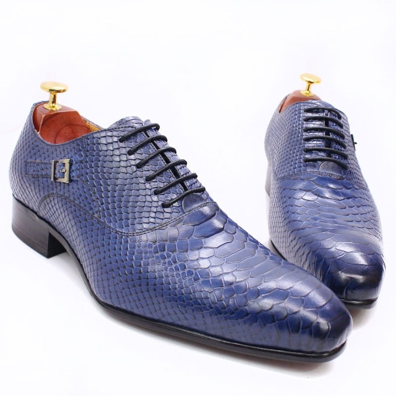 Luxury Men Oxford Shoes Snake Skin Prints Classic Style Dress Leather Shoes Coffee Black Lace Up Pointed Toe Formal Shoes Men - KRE Prime Deals