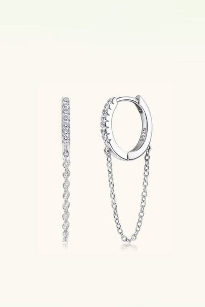 Moissanite 925 Sterling Silver Huggie Earrings with Chain - KRE Prime Deals