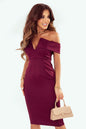 Off-Shoulder Zip-Back Slit Dress - KRE Prime Deals