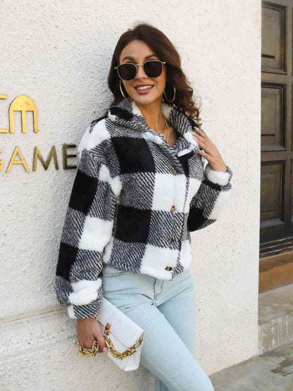 Plaid Dropped Shoulder Buttoned Jacket - KRE Prime