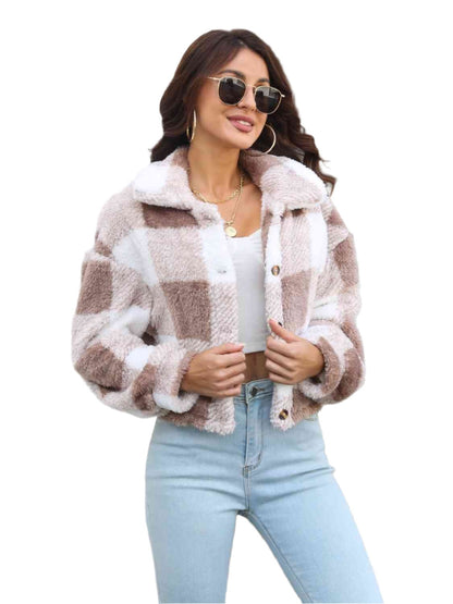 Plaid Dropped Shoulder Buttoned Jacket - KRE Prime