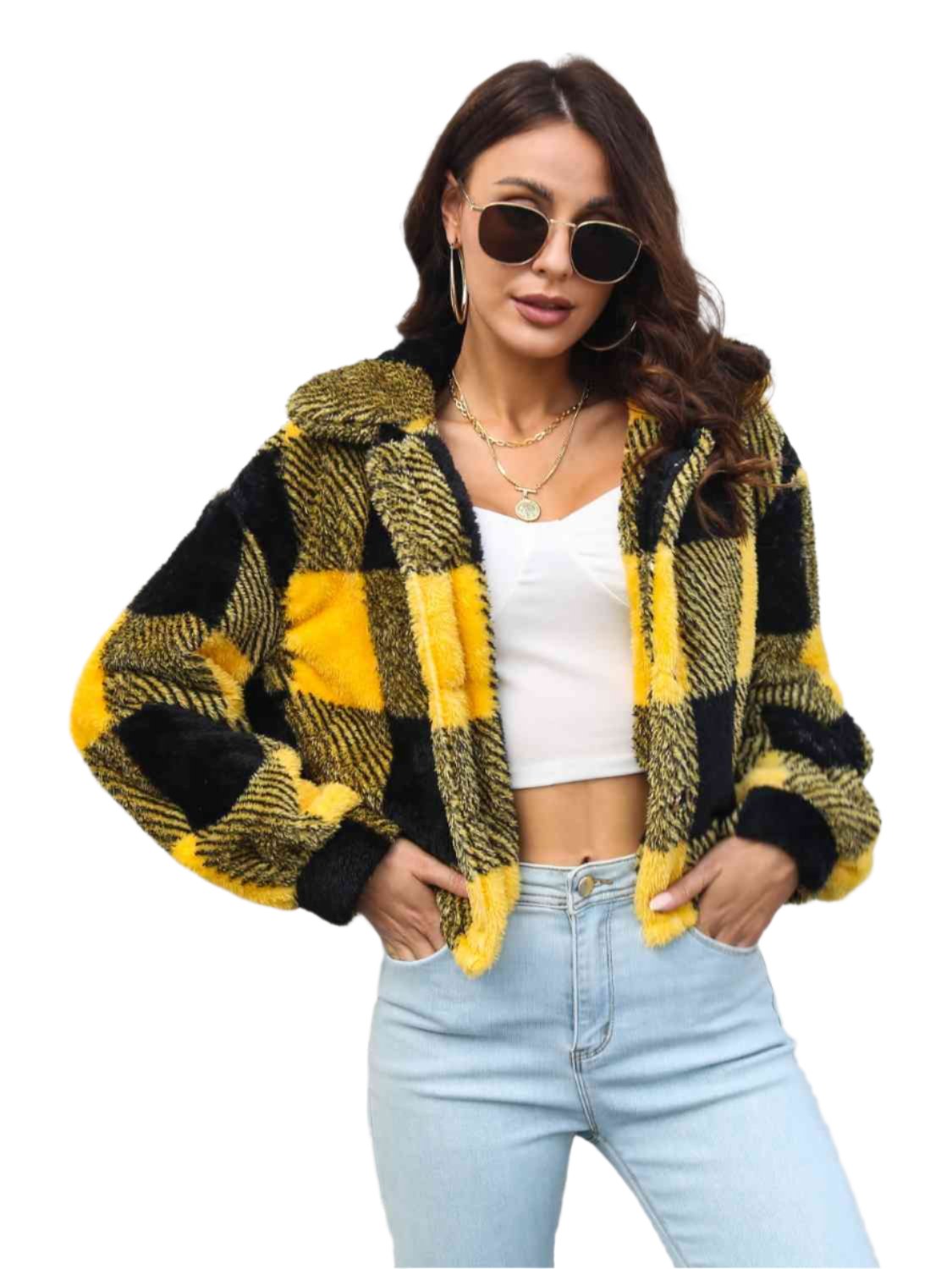 Plaid Dropped Shoulder Buttoned Jacket - KRE Prime