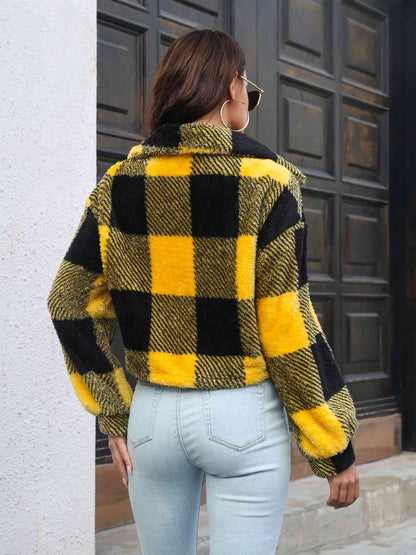 Plaid Dropped Shoulder Buttoned Jacket - KRE Prime