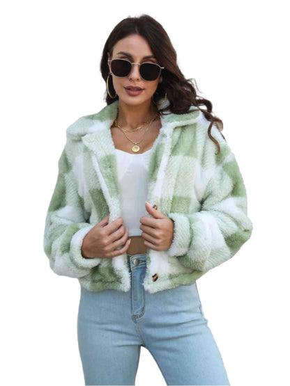 Plaid Dropped Shoulder Buttoned Jacket - KRE Prime