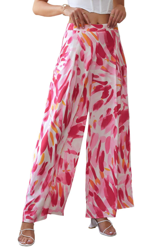 Printed High Waist Wide Leg Pants - KRE Prime Deals