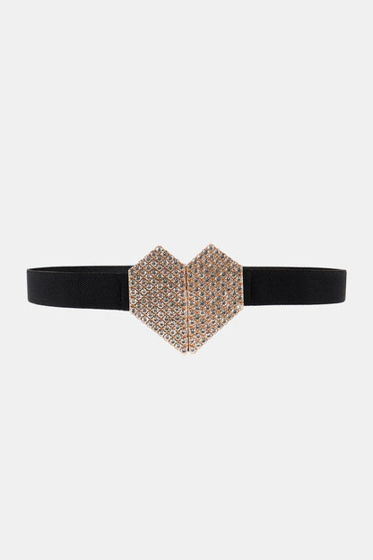 Rhinestone Heart Buckle Elastic Belt - KRE Prime Deals