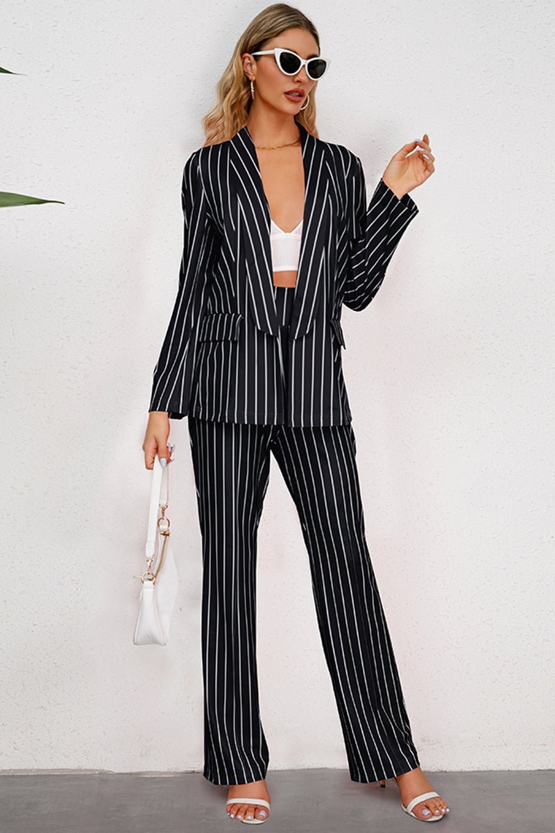 Striped Long Sleeve Top and Pants Set - KRE Prime Deals