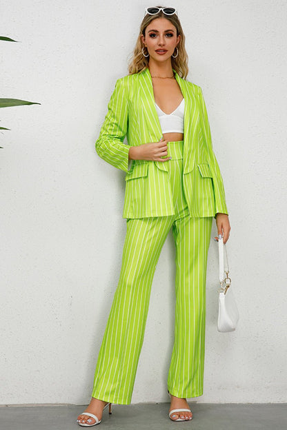 Striped Long Sleeve Top and Pants Set - KRE Prime Deals