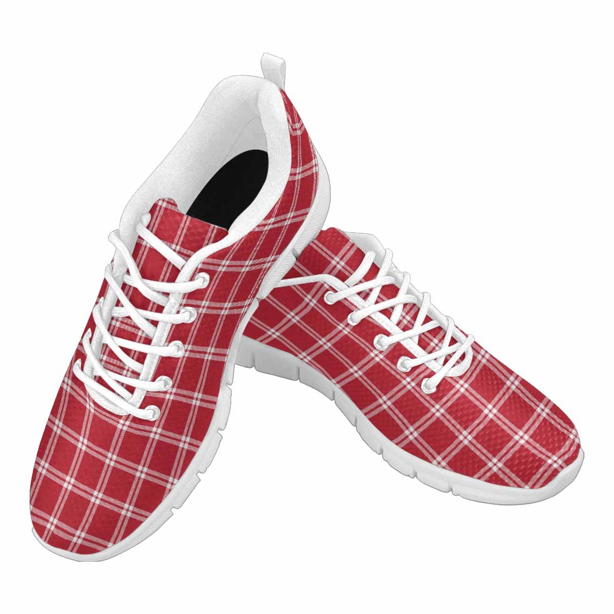 Uniquely You Sneakers for Men, Buffalo Plaid Red and White - Running - KRE Prime Deals