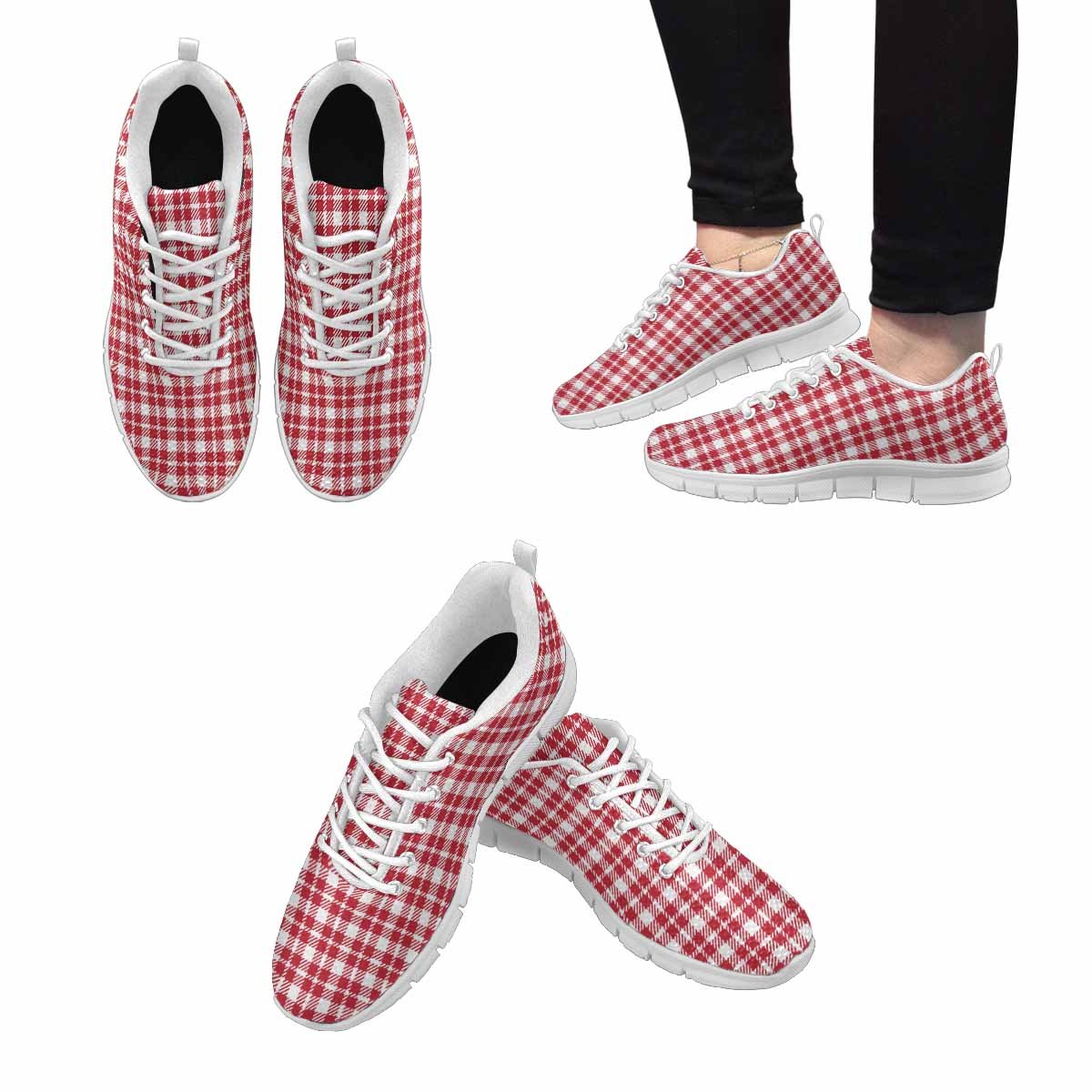 Uniquely You Sneakers for Men, Buffalo Plaid Red and White - Running - KRE Prime Deals