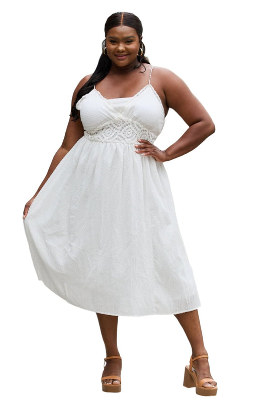 White Birch Full Size Lace Detail Sleeveless Lace Midi Dress - KRE Prime Deals