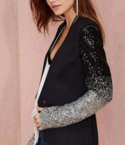 Womens Blazer with Sequins Sleeve - KRE Prime