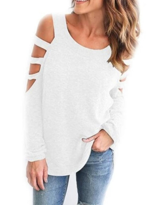 Womens Open Shoulder Long Sleeve Casual Top - KRE Prime